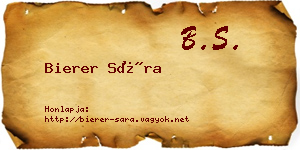 Bierer Sára névjegykártya
